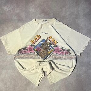 Vintage 90s Bad Ass Donkey Humour Nature Aztec Australia Tee Shirt